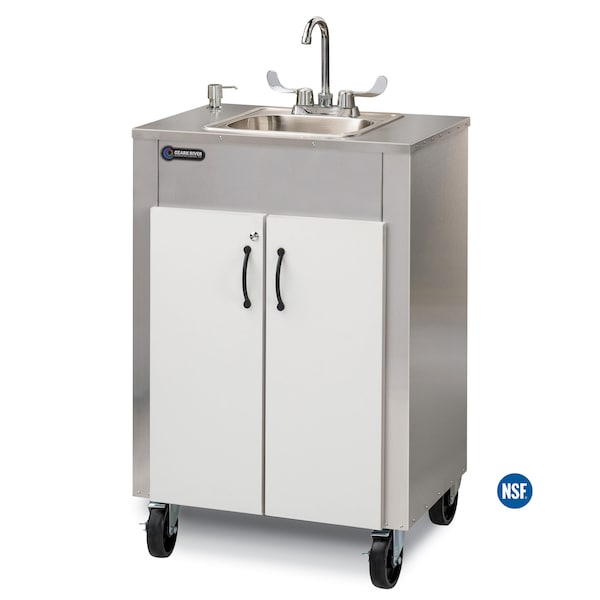 Ozark River Mfg Elite LS Hot & Cold Water Portable Sink White/White Doors ESLSWW-SS-SS1N - main